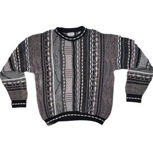 Classics by palmland vintage hip hop 3d knit coogi like sweater. Monochrome.